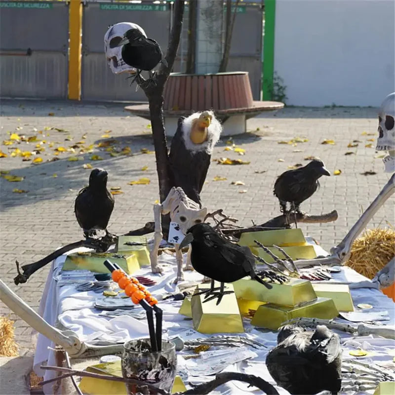 Lifelike Black Crow Garden Ornament for Pest Control Halloween Yard Decor