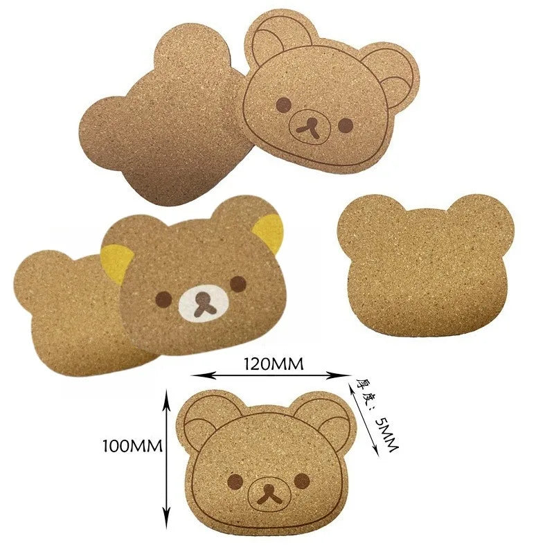 Kids Cartoon Animal Drink Coasters Set - Rilakkuma Dining Table Accessories