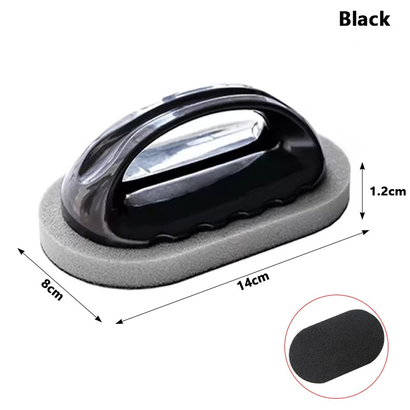 Multi-Purpose Emery Sponge Brush Cleaner with Handle - Kitchen & Bathroom Cleaning Tool
