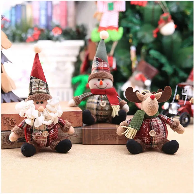 Christmas Doll Figurines Set - Santa, Snowman & Reindeer Home Decor
