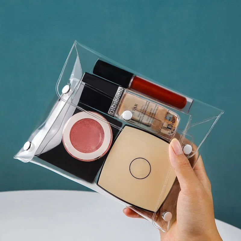 Clear Makeup Bag Organizer Portable Cosmetic Storage Case Travel Friendly PVC