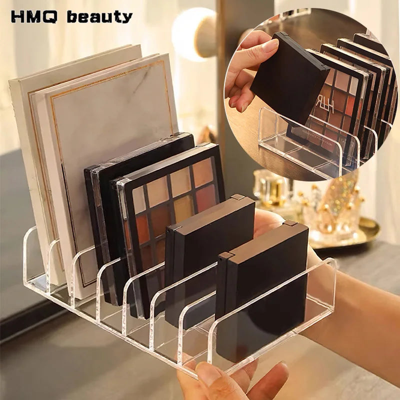7-Compartment Makeup Organizer Acrylic Storage Box for Cosmetics and Eye Shadow Palette