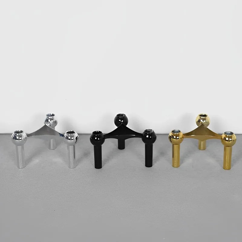 Nordic Steel Candlestick Holders Set for Living Room Decor - Small 10cm Candle Stands