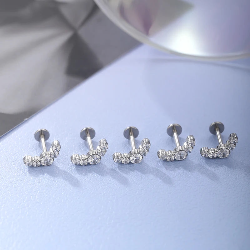 Titanium Labret Ear Tragus Earring Stud Lip Cartilage Helix Body Jewelry 16G
