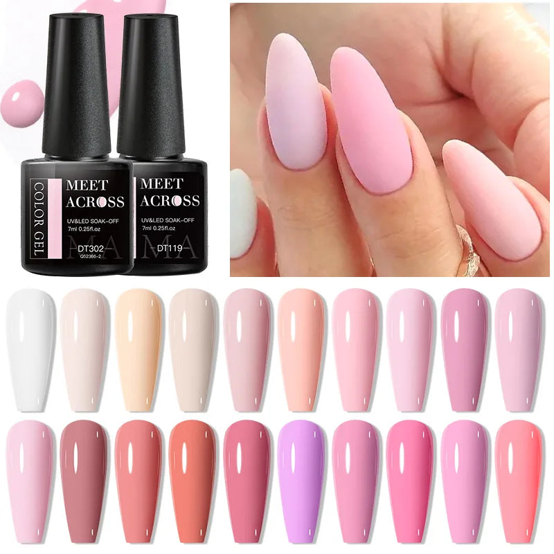 Colorful Gel Nail Polish Set - 7ml Glitter Semi-Permanent Manicure Colors
