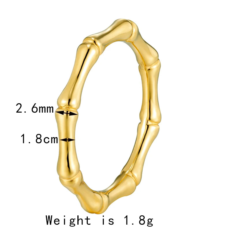 Bamboo Shape Stainless Steel Ring for Women - Decorative Party Jewelry