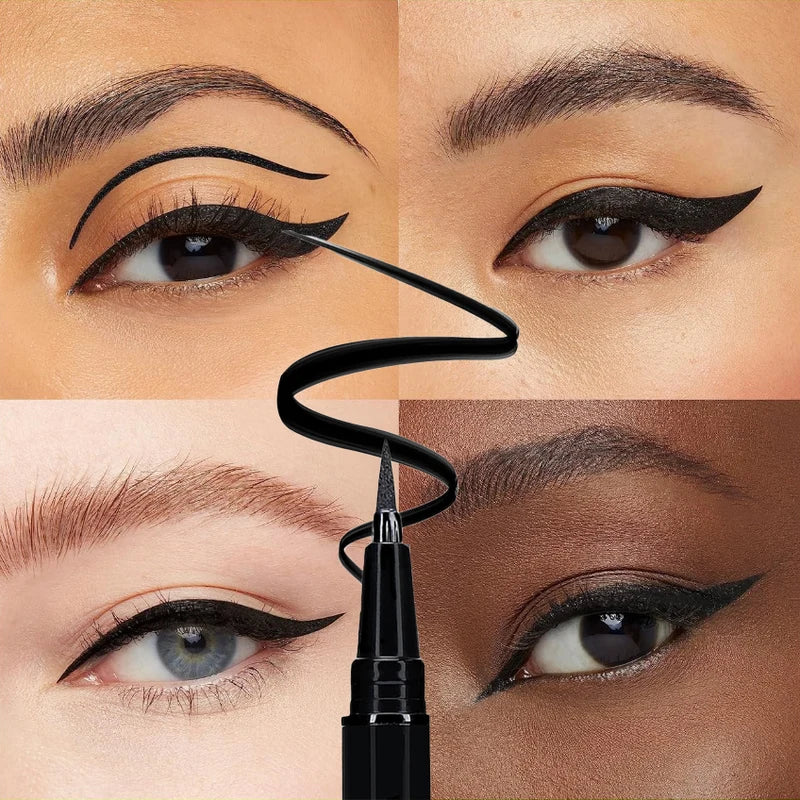 Waterproof Black Eyeliner Pencils - Smudge-Proof & Long-Lasting, Beginner-Friendly Makeup Set