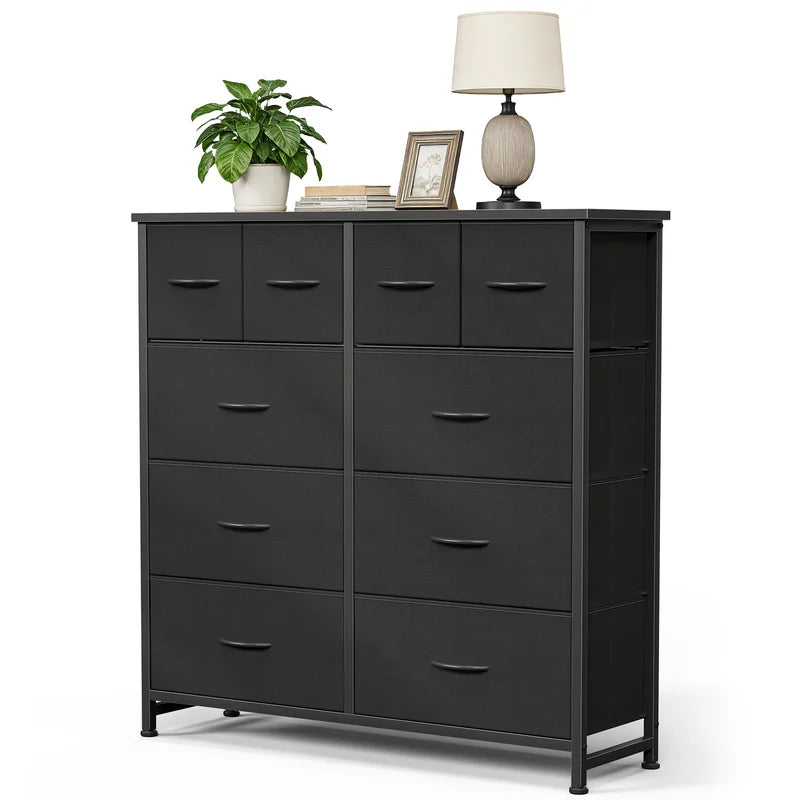 Tall Fabric Drawer Cabinet Storage Organizer with Steel Frame - Living Room Furniture