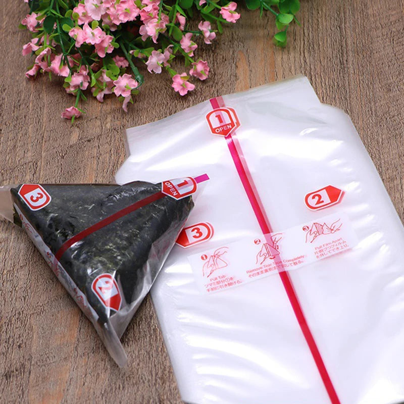 100Pcs Triangular Sushi Rice Ball Packaging Bags Eco-Friendly Plastic Gift Bags