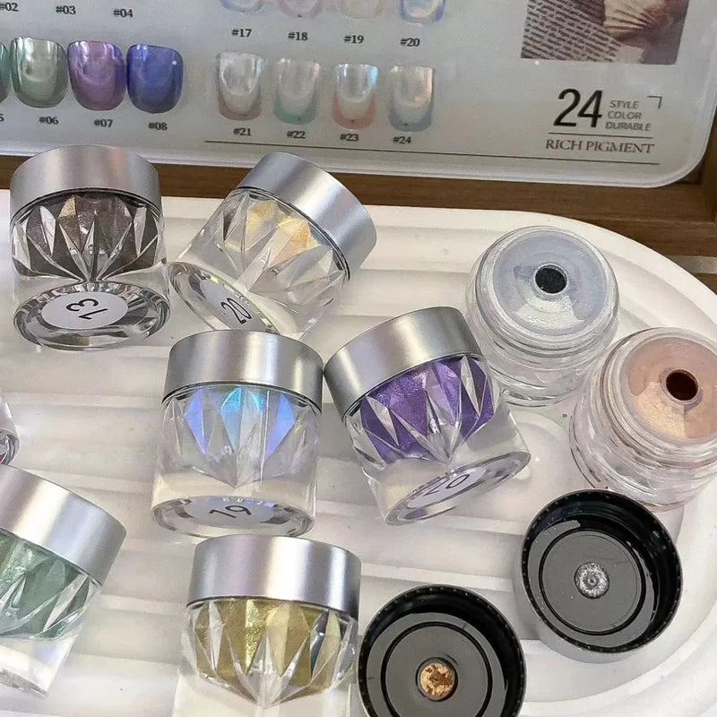 Nail Art Set with 24 Colors Moonlight Mirror Powder Glitter Kit - All Occasions
