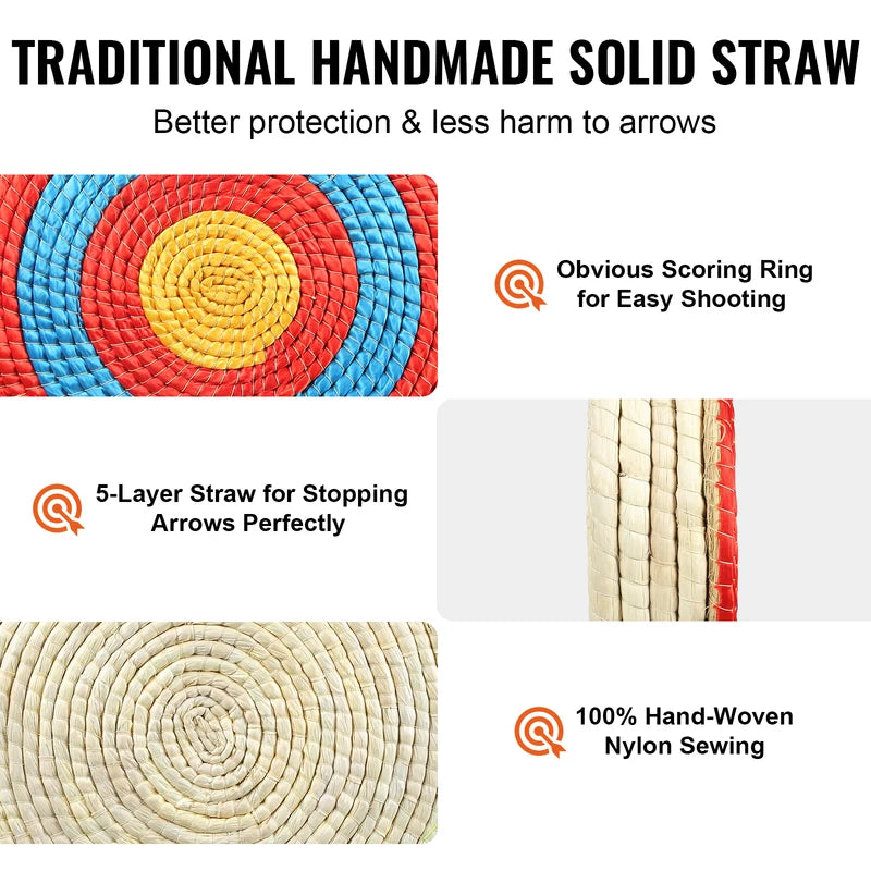 20-Inch Traditional Straw Archery Target with Colored Rope for Shooting Practice