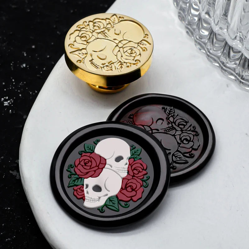 Mysterious Skull Skeleton Ghost Wax Seal Stamp Head for Cards Envelopes Halloween Invitations Scrapbooking