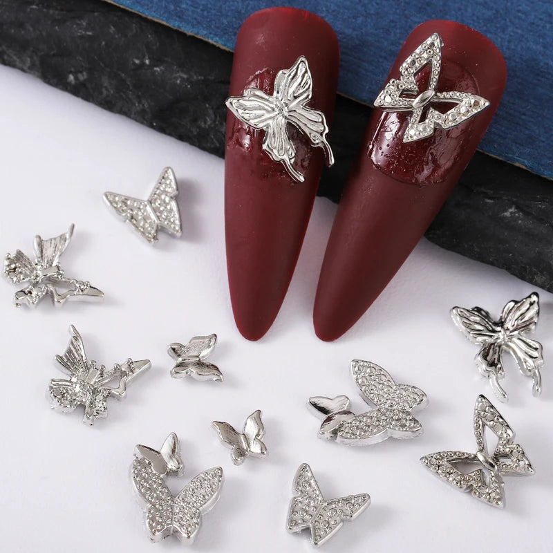 60 Pcs Nail Art Butterfly Charms - Mini Alloy Decor for Nail Crafts