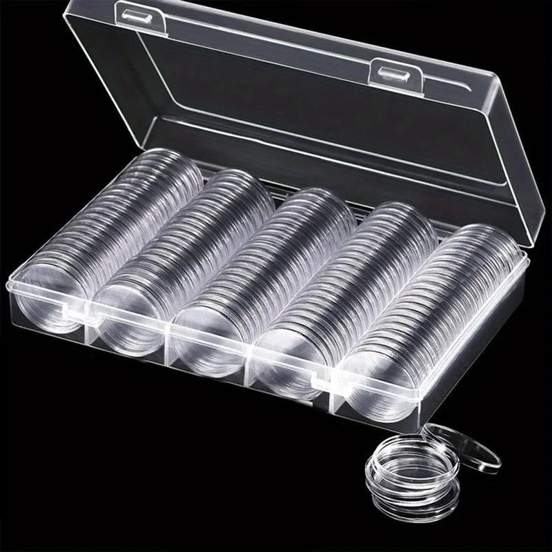 27mm Coin Capsules 100-Pack Plastic Storage Organizers for Coin Collection