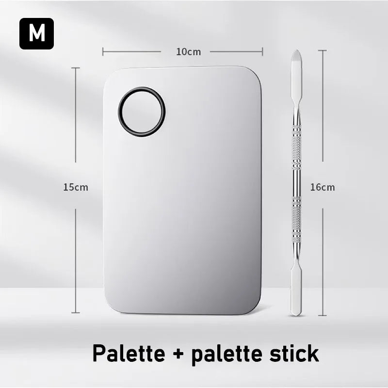 Professional Makeup Mixing Palette Stainless Steel 2-Pack - Cosmetic Spatula Set