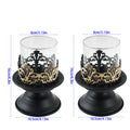Set of 2 Black Iron Candle Holders for Christmas & Holiday Decor, Centerpieces