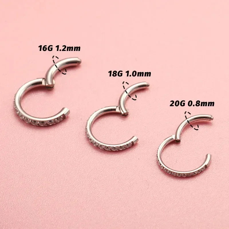 Titanium Nose Ring Septum Clicker Lip Body Piercing Jewelry 16G 18G 20G
