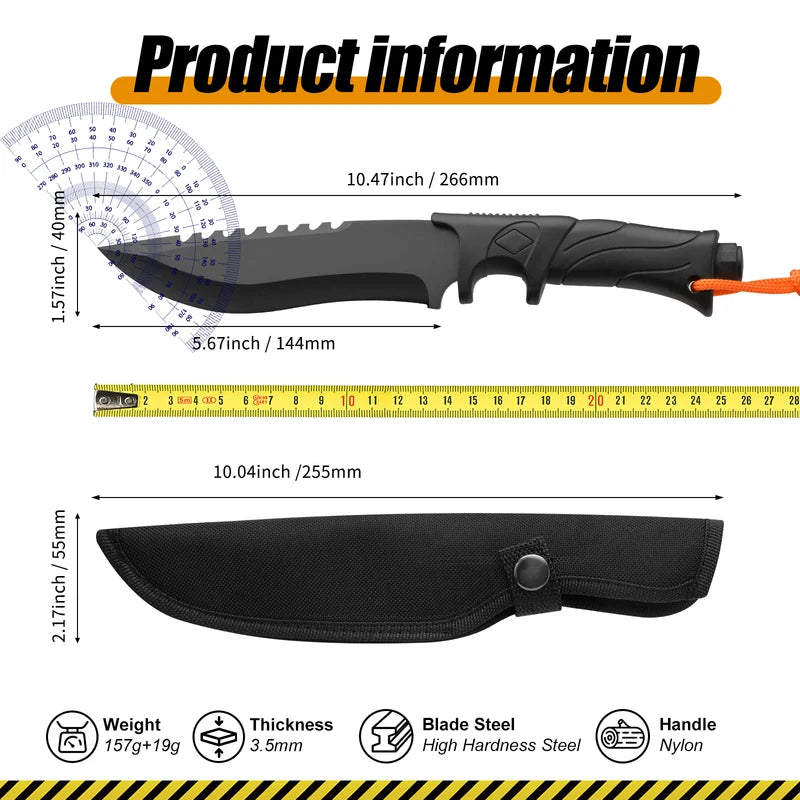 Damascus Fixed Blade Knife with Wooden Handle and Leather Scabbard - Easy Carry, Fast Cutting