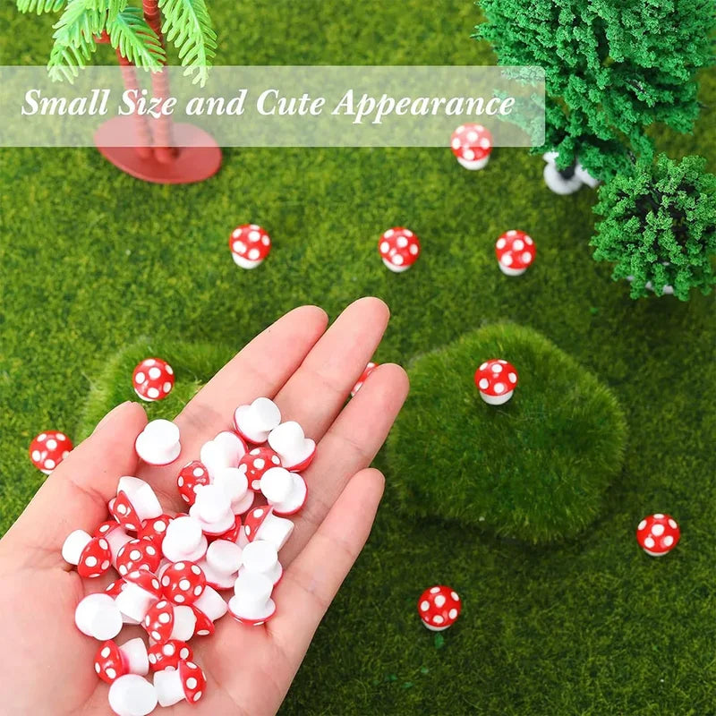Mini Resin Mushroom Garden Figurines - 50 Pcs Tiny Decorative Miniatures for Micro Gardens & Terrariums