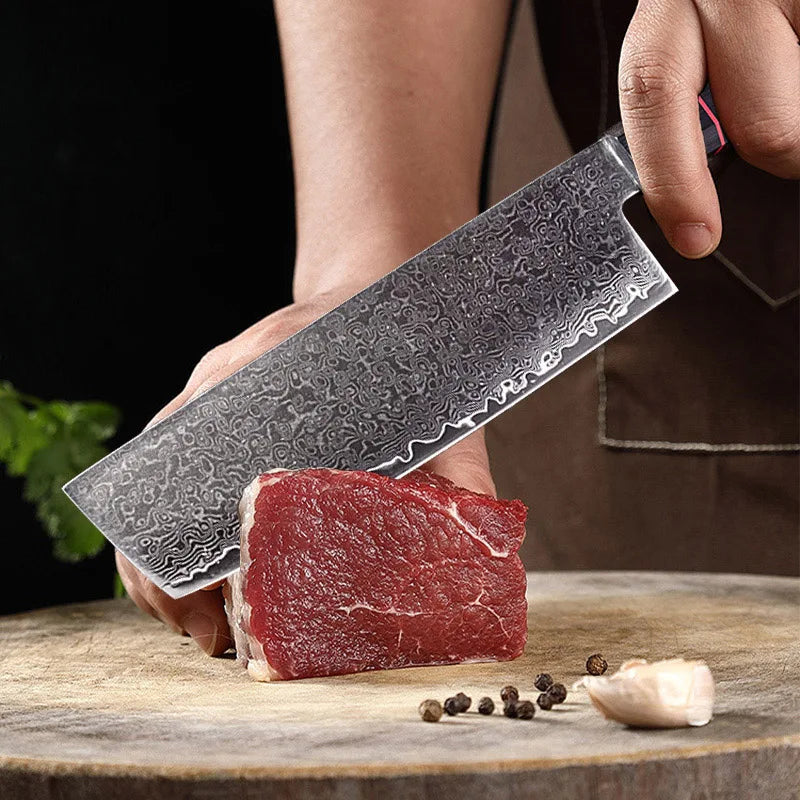Damascus Steel Chef Knife Set - Professional VG10 Japanese Kitchen Knives for Food Preparation