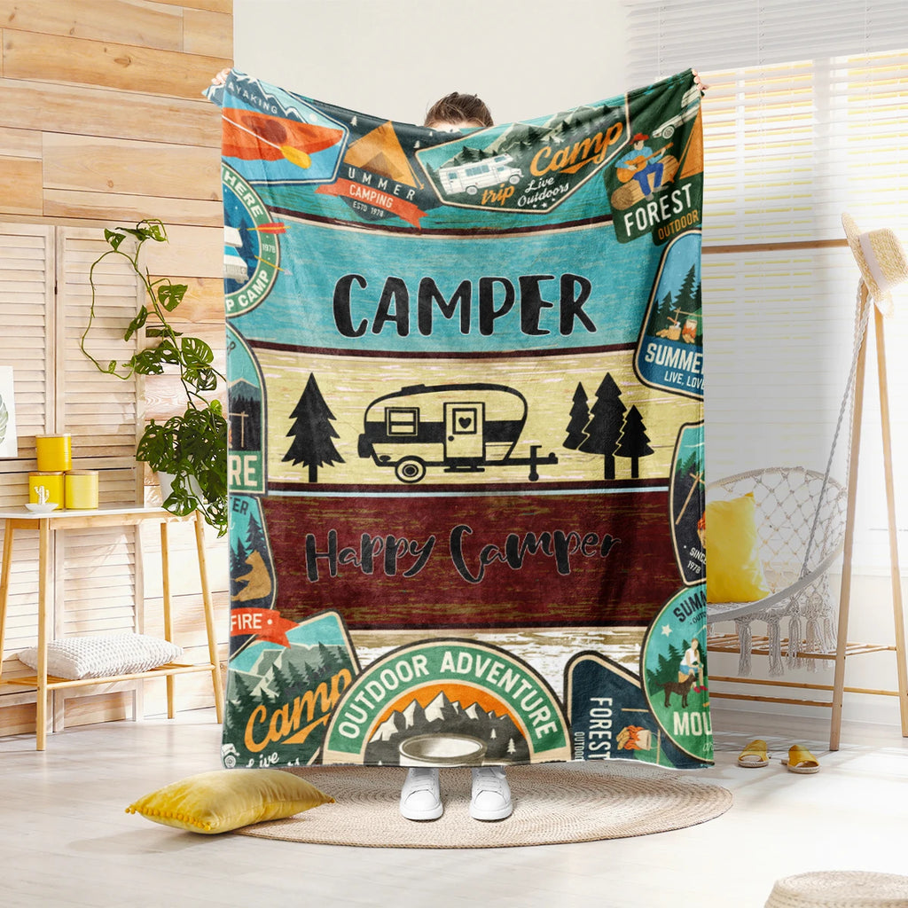Warm Plush Camping Blanket 150x200cm for Sofa Bed Travel & Outdoor Use
