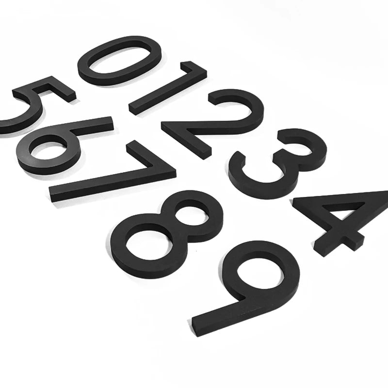 Modern Floating House Number Sign - Black Acrylic Outdoor Address Numbers 125mm