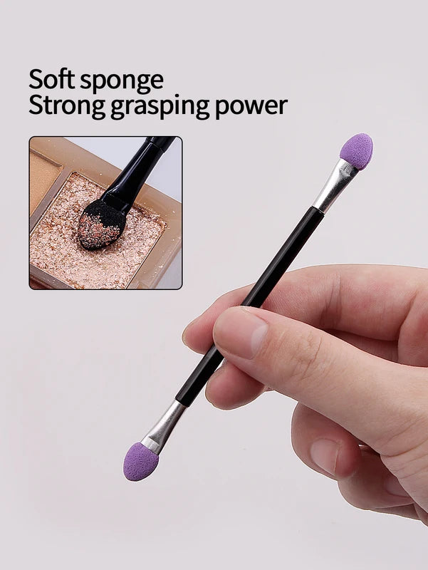 Professional Double-Head Eyeshadow Applicator Set - Mini Makeup Sponge & Brush