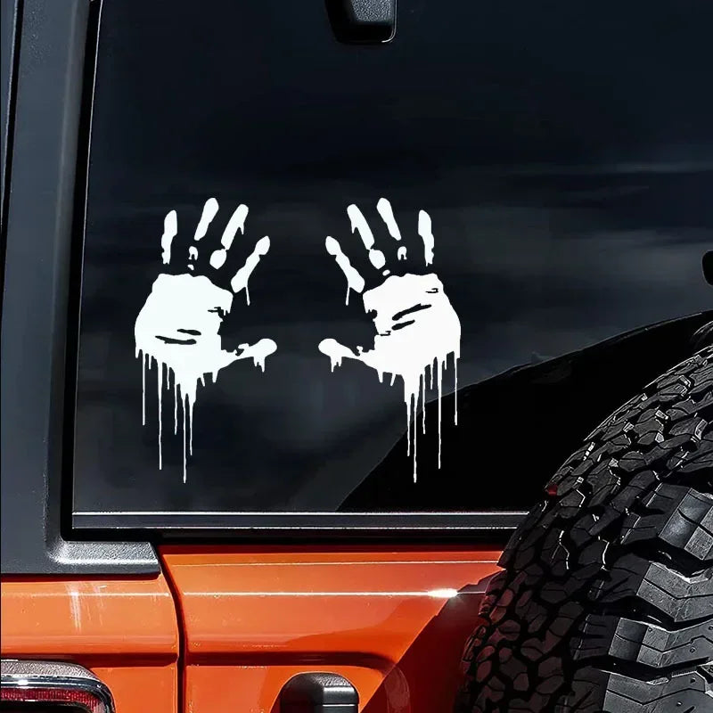 Pair Bloody Handprints Horror Car Stickers Vinyl Decals for Vehicles & Laptop