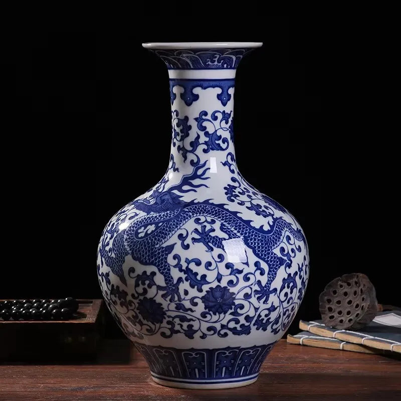 Blue and White Ceramic Vase 32cm Chinese Porcelain Home Decor Shelf Table