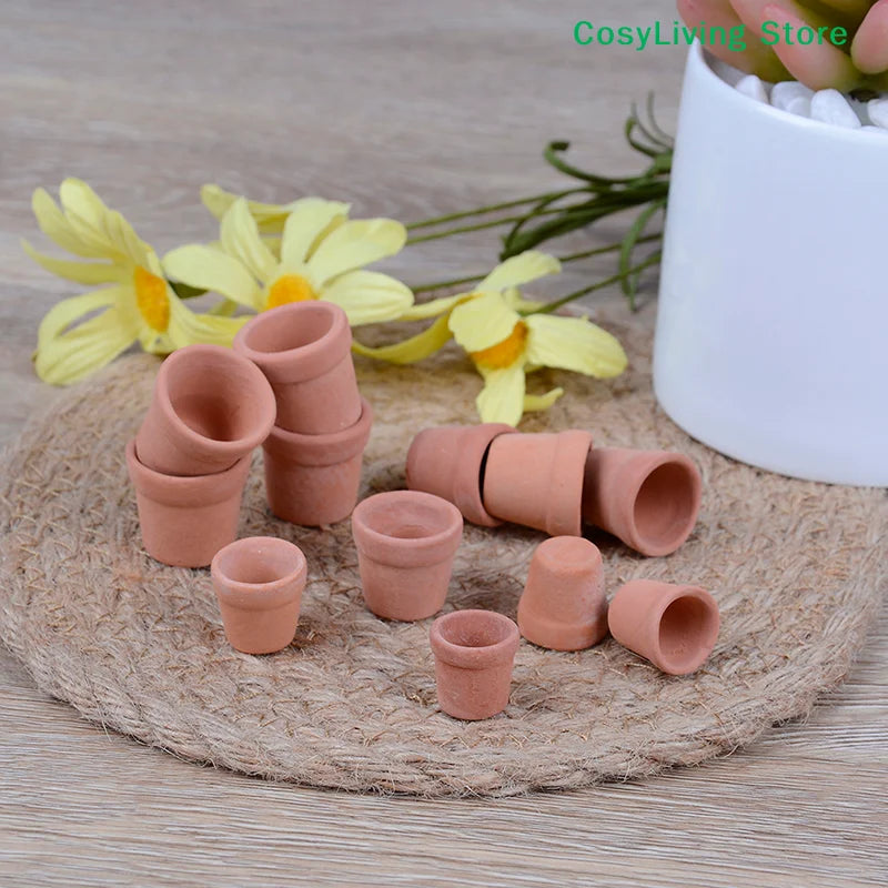 12Pcs Miniature Red Clay Flower Pots for Desktop Garden & Home Decor