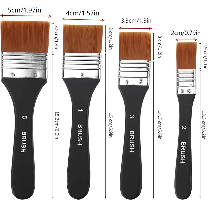 Flat Wide Paint Brush for Walls & Furniture - Anti-Shed Wooden Handle, Professional Craft Tool