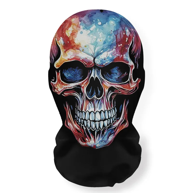Halloween Skeleton Mask Elastic Mesh Hood Scary Cosplay Face Cover Breathable
