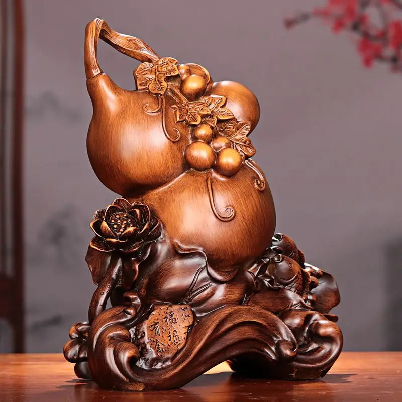 Lucky Gourd Home Decor Statue - Resin Craft for Living Room & Porch