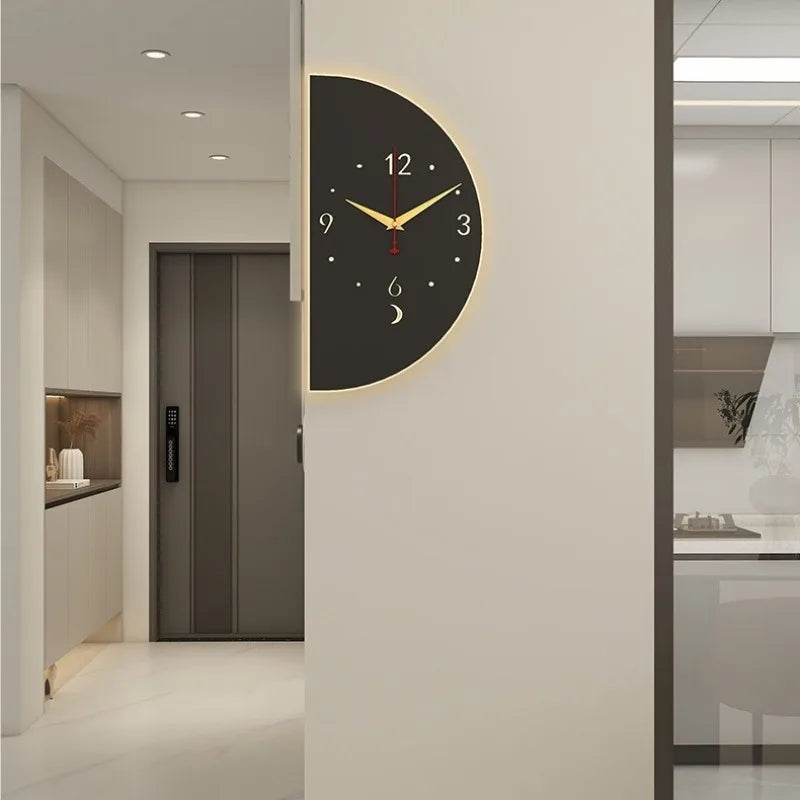 Double-Sided Modern Wall Clock with Pendulum Noiseless Nordic Home Decor
