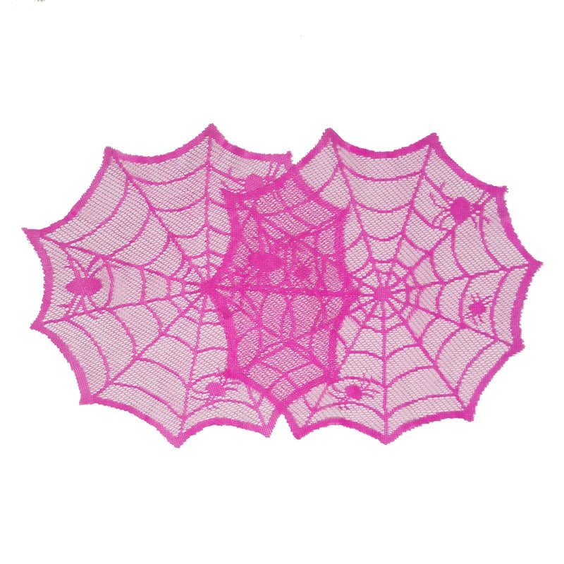 Waterproof Halloween Round Placemats - Purple Lace Polyester Table Decor