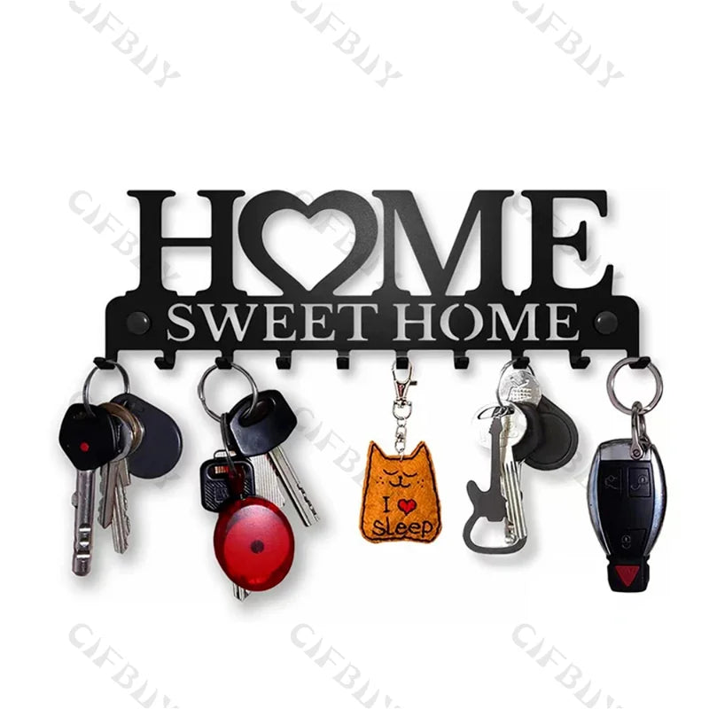 Metal Wall Hooks Key Holder - Wall Mounted Coat Rack for Home & Kitchen