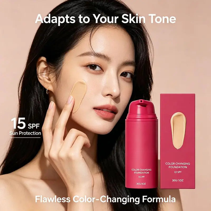 Color-Adapting Liquid Foundation with SPF 15 - Long Lasting, Lightweight, Natural Finish