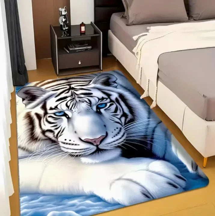 3D Wildlife Animal Pattern Area Rug - Non-Slip Washable Floor Carpet for Living Room & Bedroom
