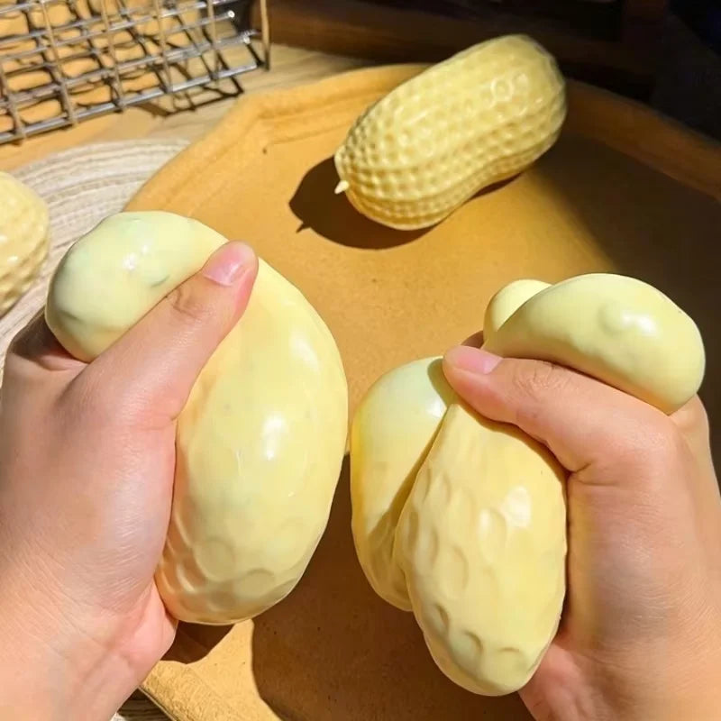 Peanut Shaped Crunchy Stress Ball - Fidget Toy for Anxiety Relief, Sensory Stimulation