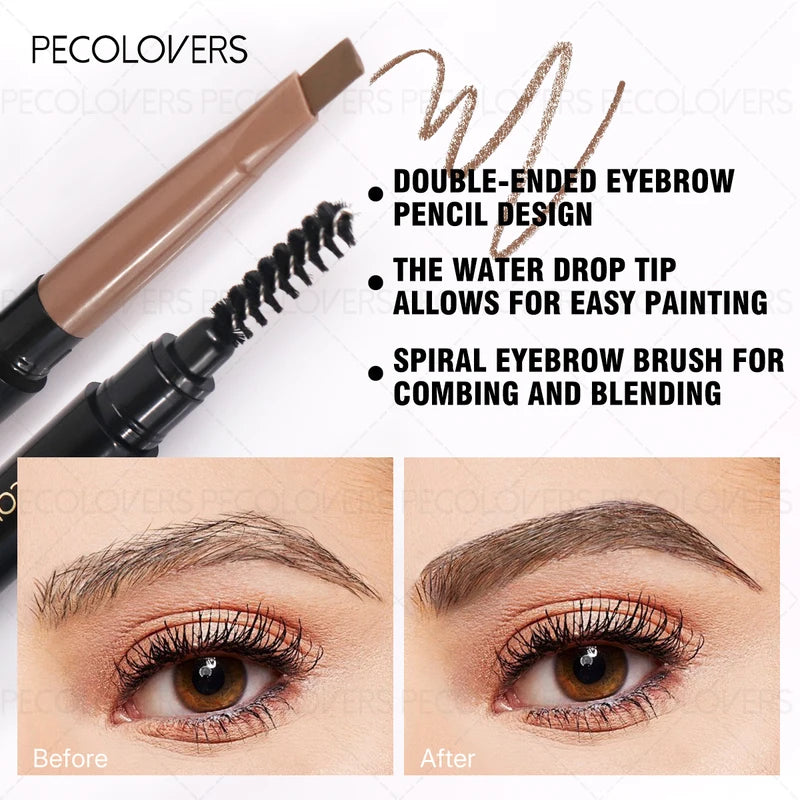 Long Lasting Double-Headed Eyebrow Pencil with Triangle Tip for Natural Makeup