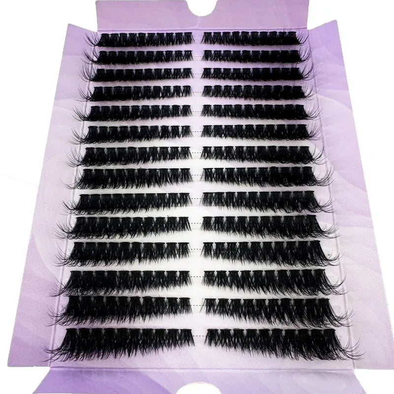 Large Capacity DIY False Eyelash Clusters - Fluffy Volume Cat Eye Lashes 14 Rows