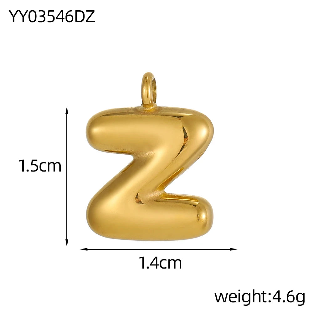 Stainless Steel Gold Plated Charms Bubble Letter Pendant DIY Jewelry Accessories
