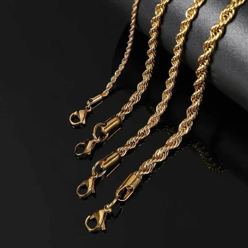Stainless Steel Chain Bracelet for Men & Women 6MM Twisted Rope Jewelry