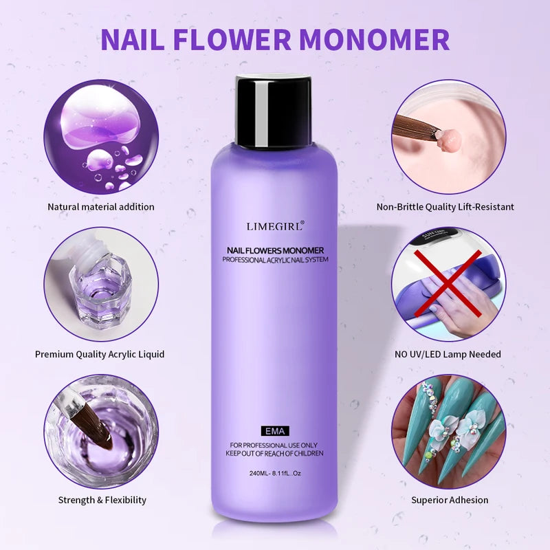 Nail Acrylic Liquid Monomer for Nail Art Extension - 40ml/75ml/120ml/240ml