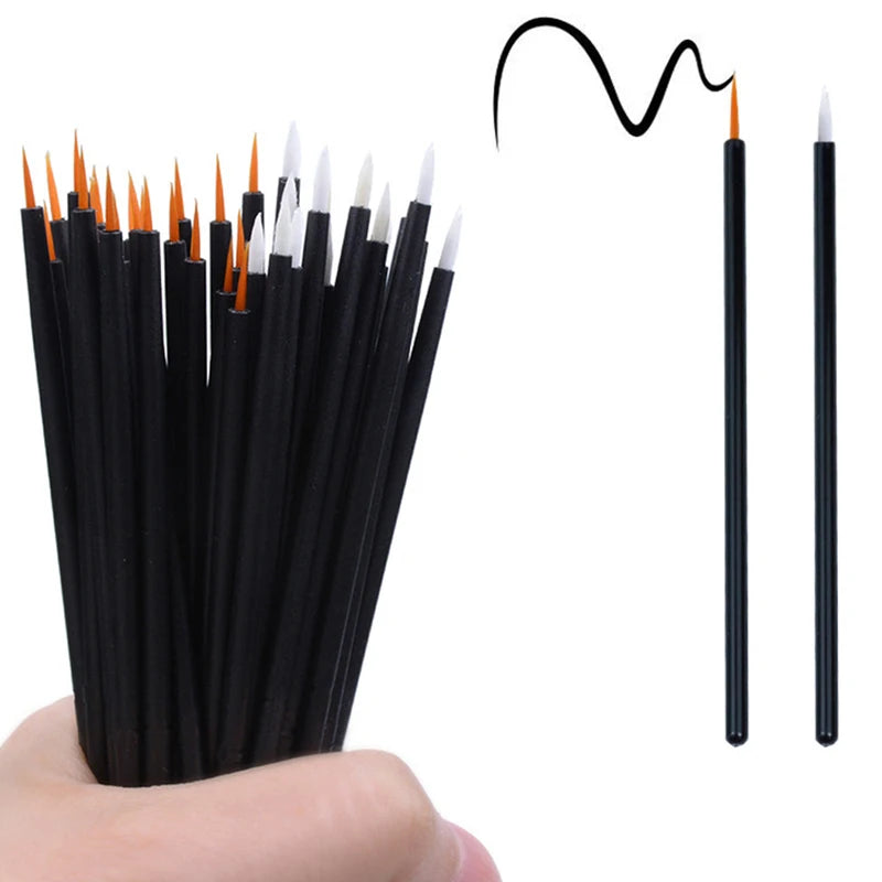 Eyeliner Brushes Set - Makeup Applicator for Eyeshadow and Lash Art, 50/100pcs