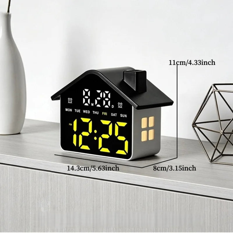 Voice Control Digital Alarm Clock with Night Light, Brightness Adjustment, 12/24H Display