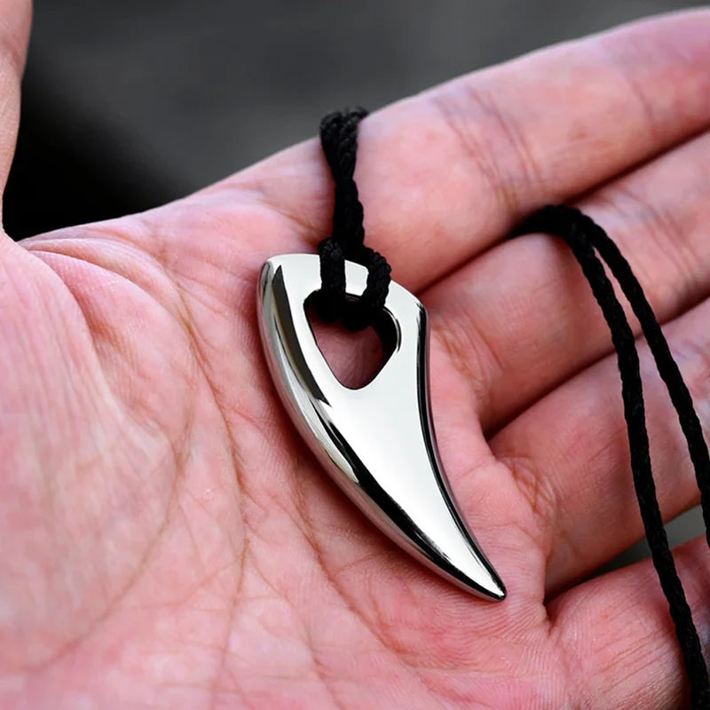 Viking Wolf Tooth Pendant Necklace with Stainless Steel Chain - Rock Hip Hop Jewelry