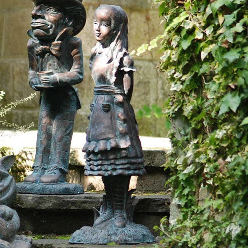 Alice in Wonderland Garden Statue - Fairy Tale Character Sculpture for Home & Garden