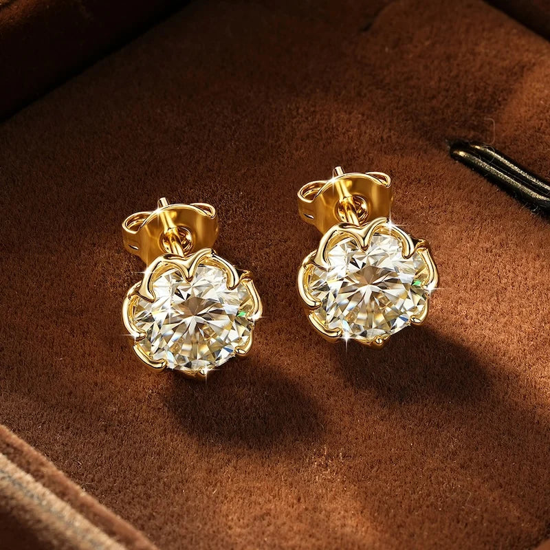 Moissanite Stud Earrings 0.1-2CT Round Cut Jewelry for Men Women
