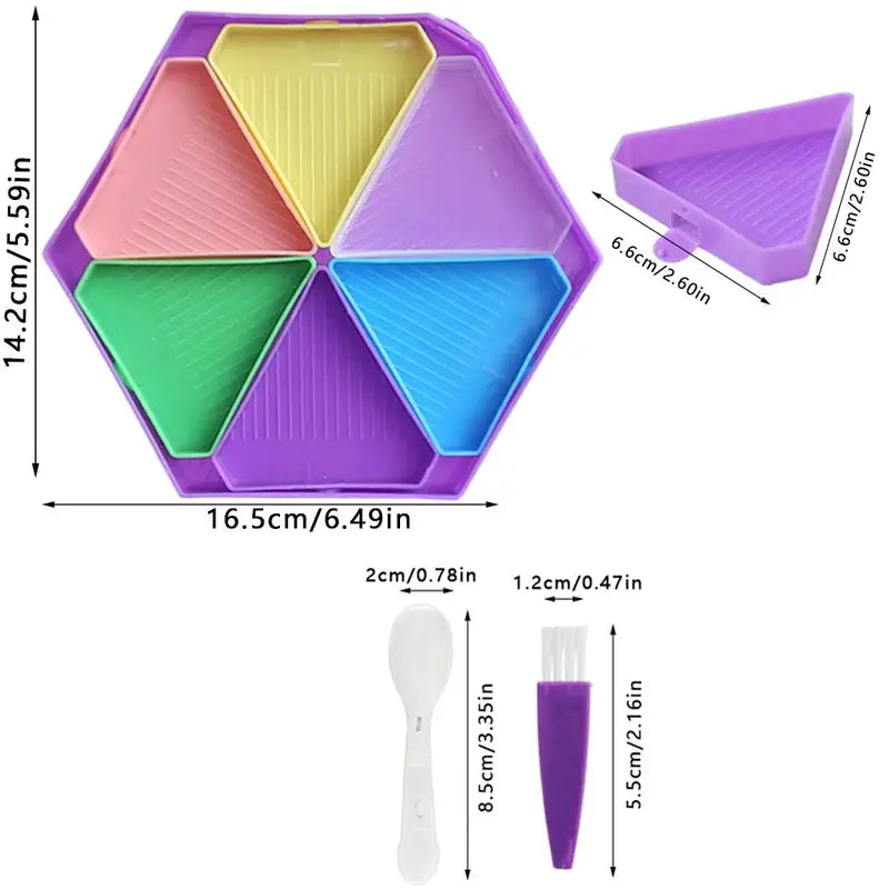 Large Capacity Hexagon Diamond Painting Palette Kit with Beading Plates and Accessories